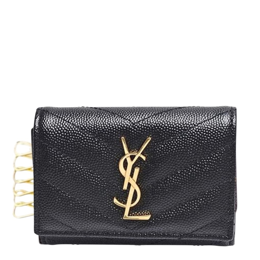 RARE!!! YSL SAINT LAURENT 6 KEYS MONOGRAM CAVIAR HOLDER WALLET